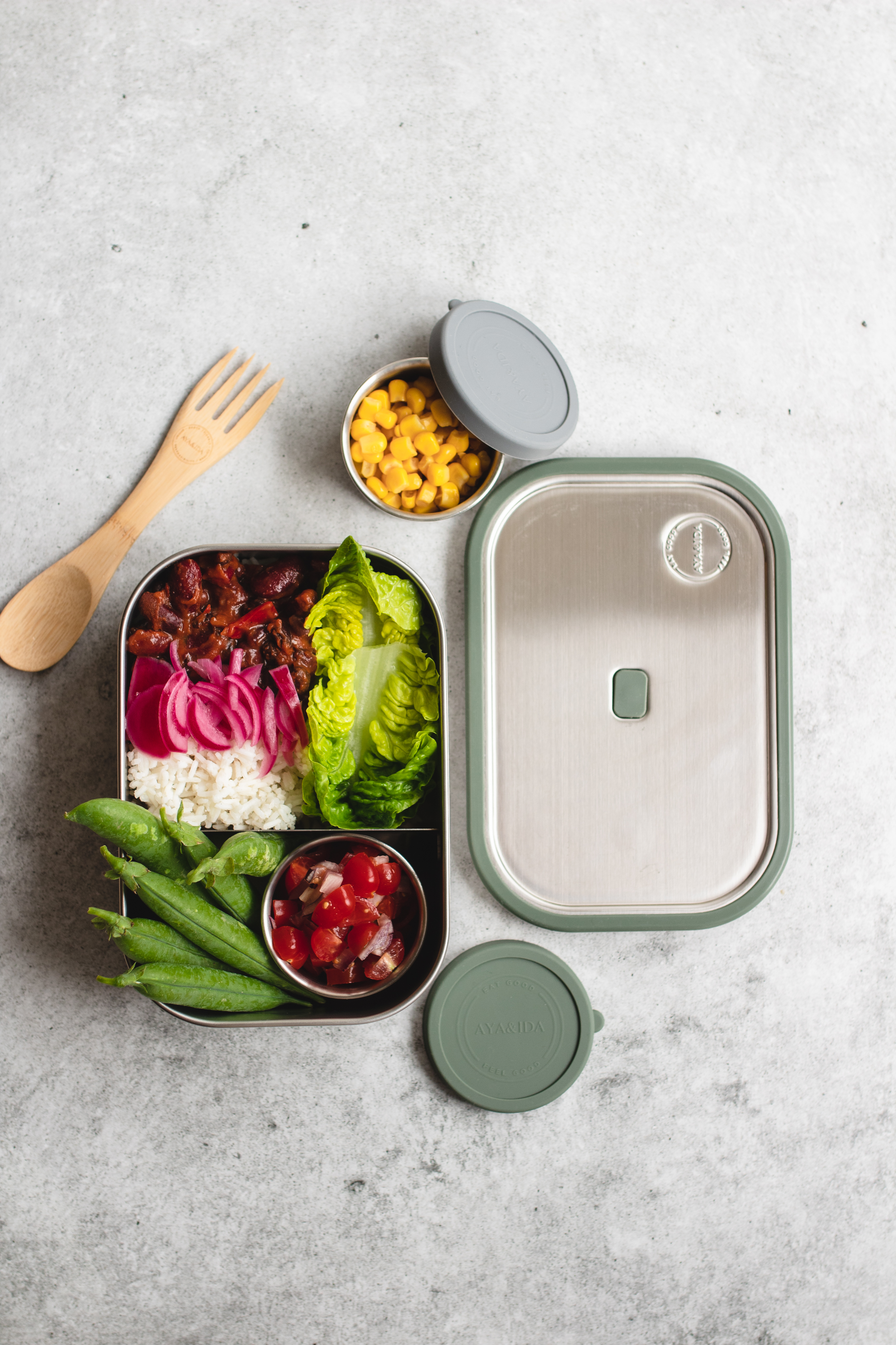 Lunch Box | 1000ml | Tropical Green | Steel & Silicone | by Aya&Ida - Lifestory - Ayaida