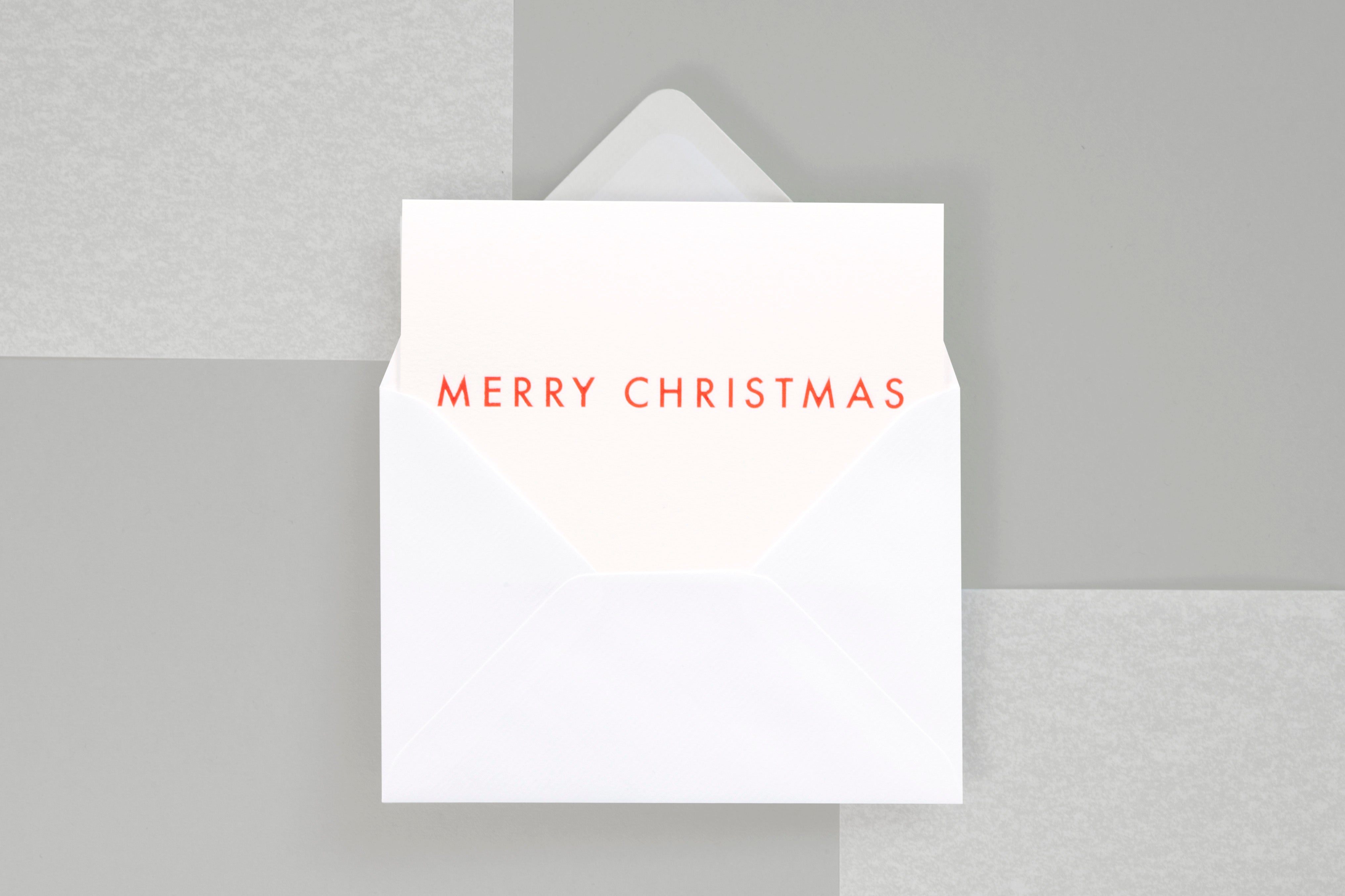 MERRY Christmas Card in Orange on White by ola - Lifestory - ola