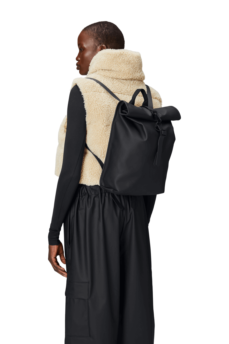 Rolltop Mini Rucksack | Black | Waterproof | by Rains - Lifestory