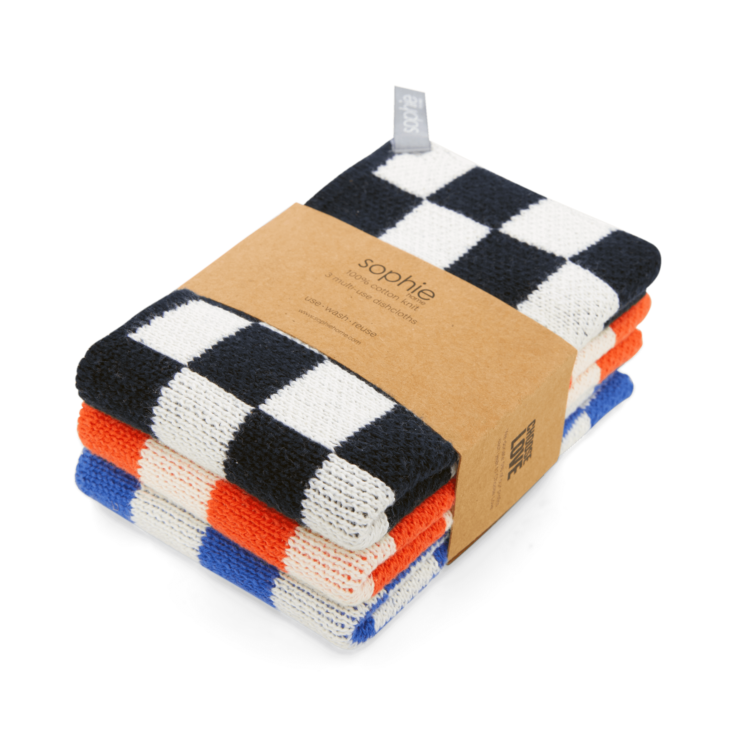 Reusable Dish Cloths | Set of 3 | Navy Check Mix | by Sophie Home - Lifestory - Sophie Home