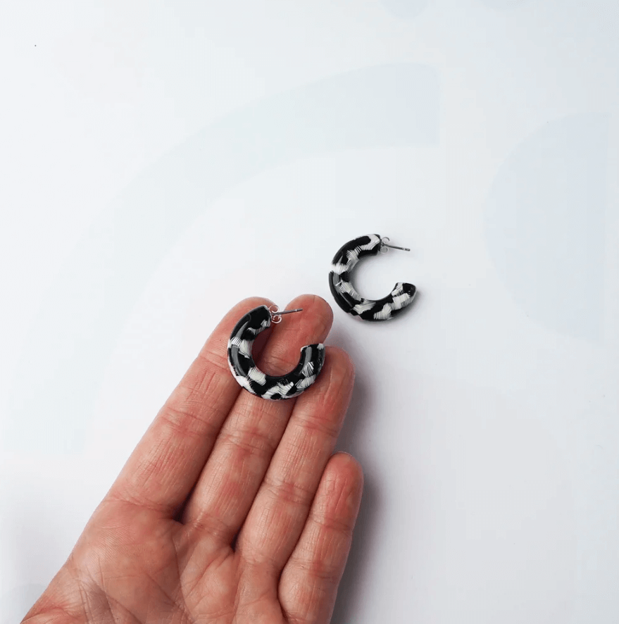 Pluma Round Mini Hoop Earrings | Monochrome | by Custom Made - Lifestory - Custom Made