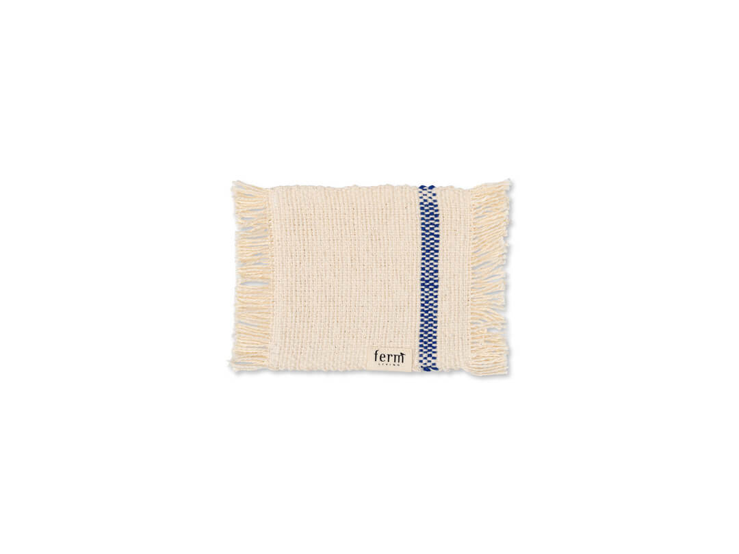 Savor Coasters - Set of 4 | Off-White & Blue | Organic Cotton | by ferm Living - Lifestory - ferm LIVING