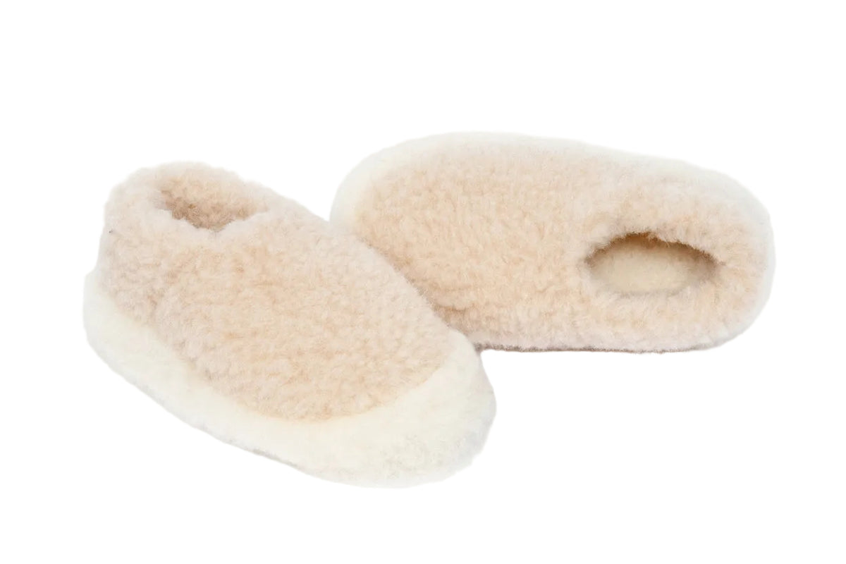 Yoko wool beige and natural merino slippers - Lifestory