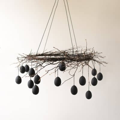 Twig - Hanging Egg | Black | Papier Maché | by DBKD - Lifestory - DBKD