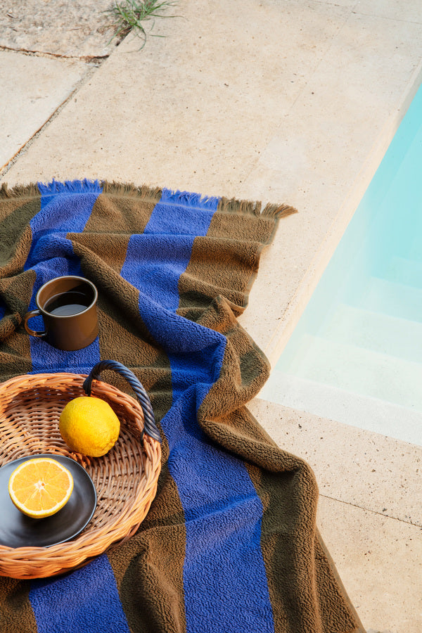 Alee Bath Towel | Olive & Bright Blue | Cotton | by ferm Living - Lifestory - ferm LIVING