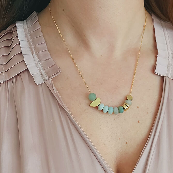 Atoll Lagoon Necklace | Amazonite & Brass | by brass+bold - Lifestory - brass+bold