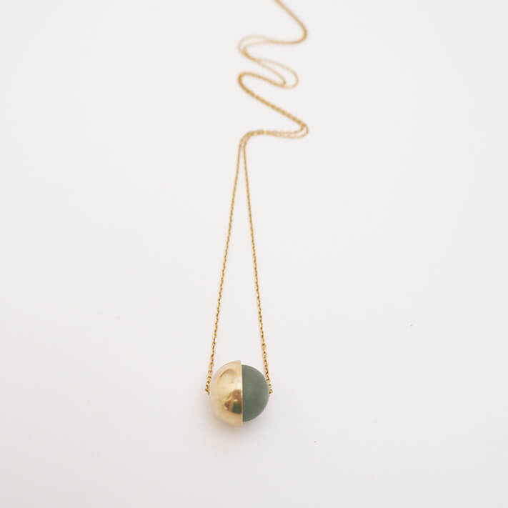 Aventurine & Brass Cup Necklace | by brass+bold - Lifestory - brass+bold