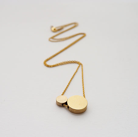 Brass Solid Circle & Small Circle Necklace | by brass+bold - Lifestory - brass+bold