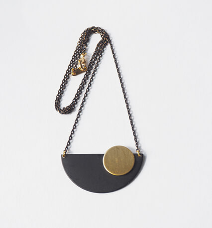 Black Crescent with Brass Dot Necklace | by brass+bold - Lifestory - brass+bold