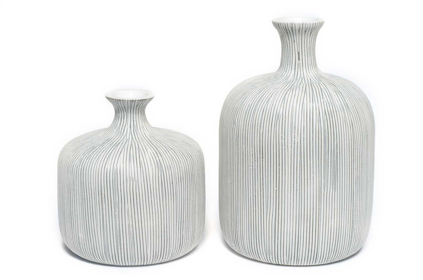 Bottle Vase | Small | Vertical Grey Stripes | by Lindform - Lifestory - Lindform