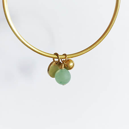 Brass Bangle with Beads | Adventurine | by brass+bold - Lifestory - brass+bold