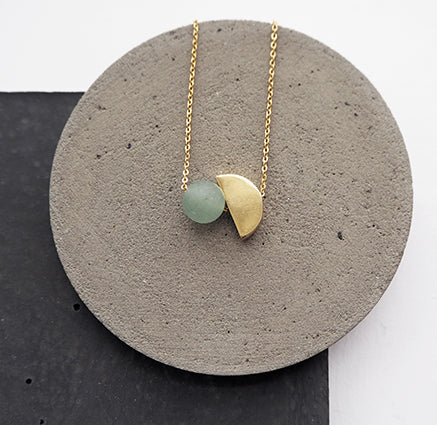 Semi-Circle & Aventurine Bead Necklace | by brass+bold - Lifestory - brass+bold