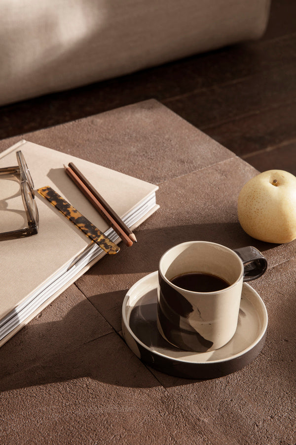 Inlay Cup With Saucer / Plate | Ceramic Set - Lifestory - ferm LIVING