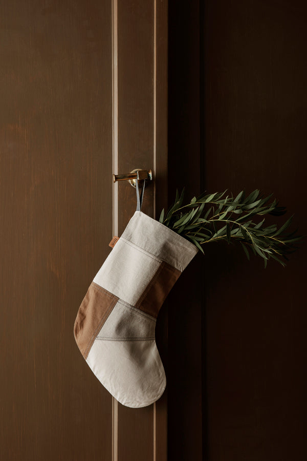Tonal Patchwork Christmas Stocking | Cotton | by ferm Living - Lifestory - ferm Living