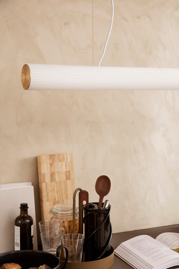 Vuelta Pendant Long | Reeded Glass | White & Brass - Lifestory - ferm LIVING