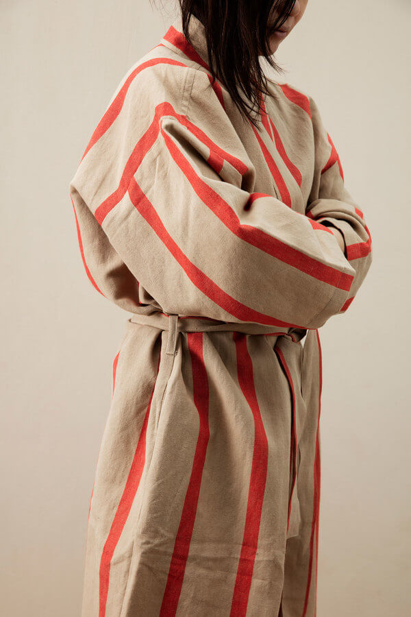 Field Robe | Camel with Red | Unisex | Linen - Cotton | by ferm Living - Lifestory - ferm LIVING