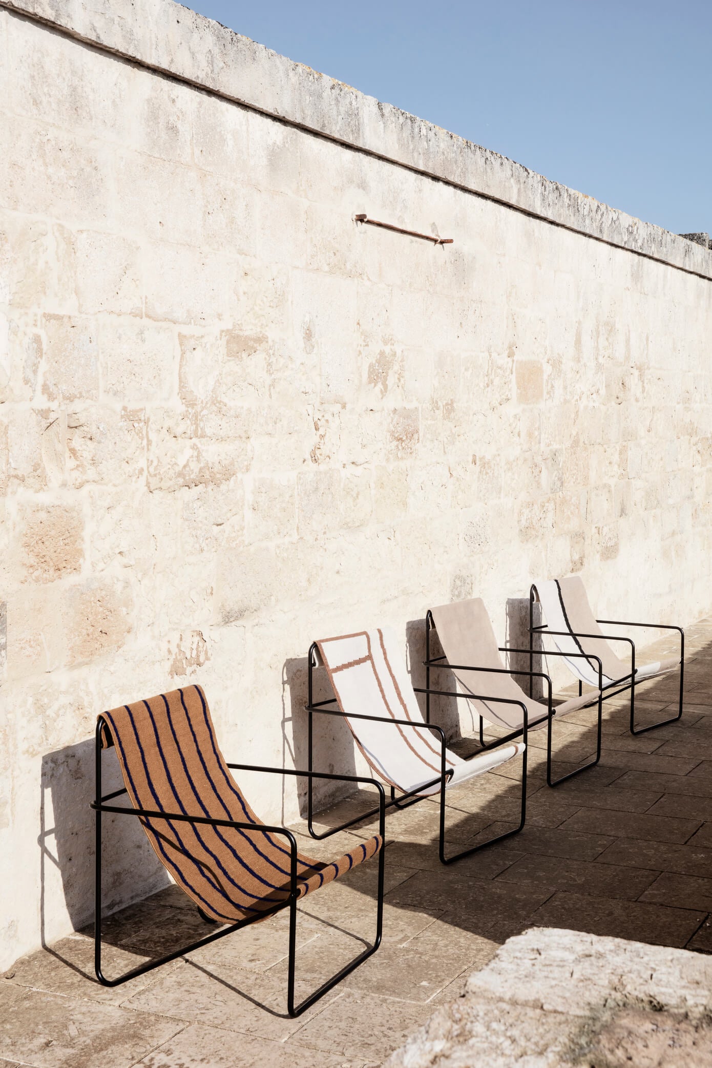 Desert Lounge Chair | Cashmere Frame + Stripe Fabric | by ferm Living - Lifestory - ferm Living