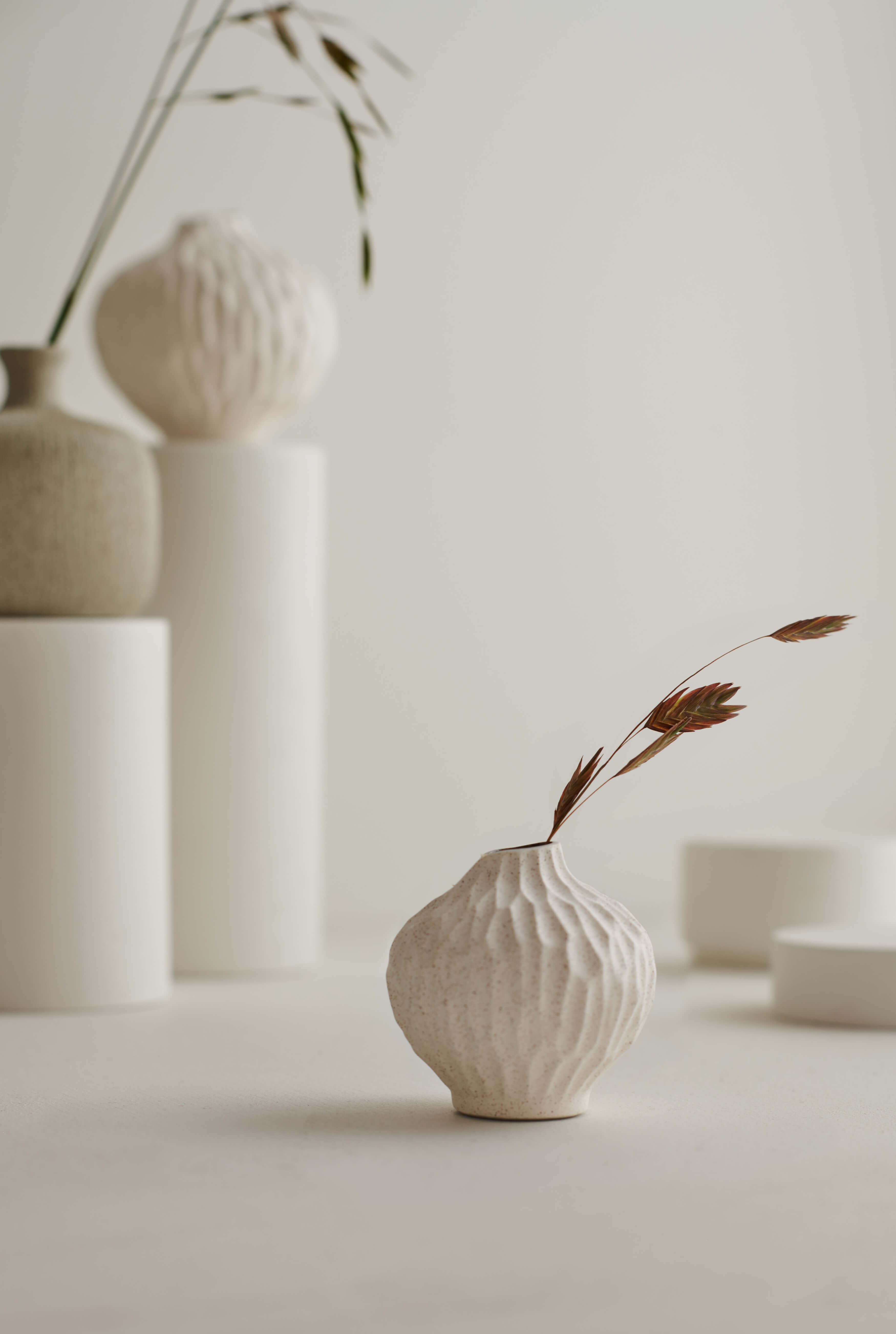 Line Vase | Small | Sand White Cut | by Lindform - Lifestory - Lindform