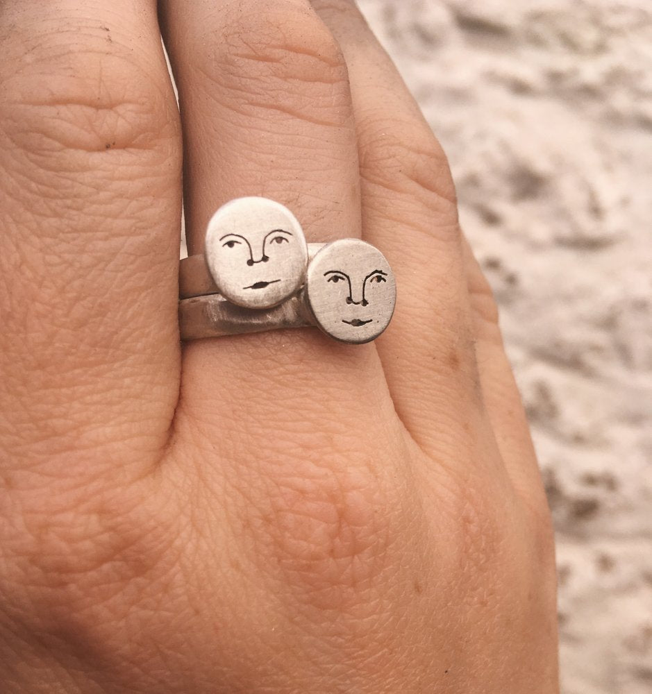 Mini Moon Face Ring | Sterling Silver - Lifestory