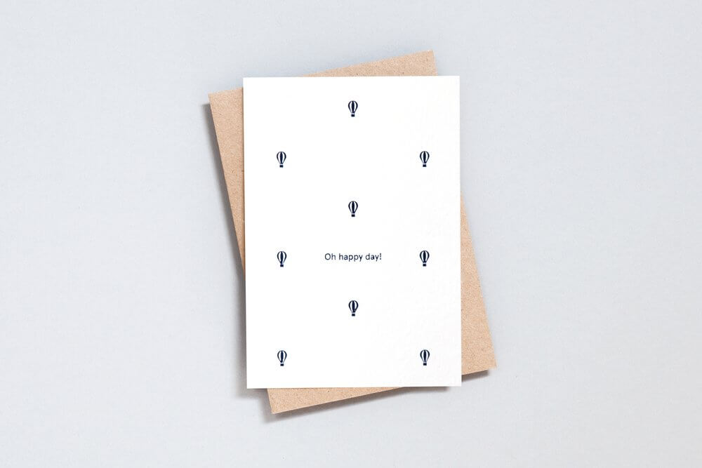 Oh Happy Day Card | Navy on Cotton White | Foil Blocked | by Ola - Lifestory - ola