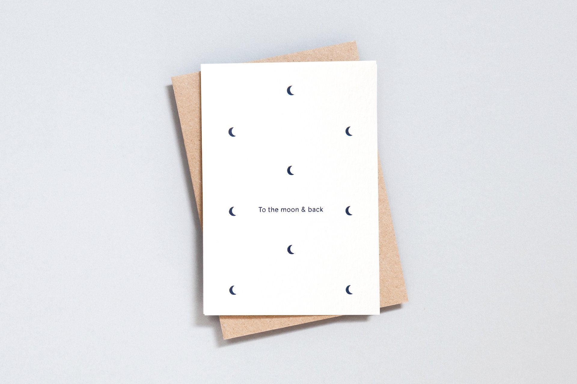 To The Moon & Back Card | Navy on Cotton White | Foil Blocked | by Ola - Lifestory - ola