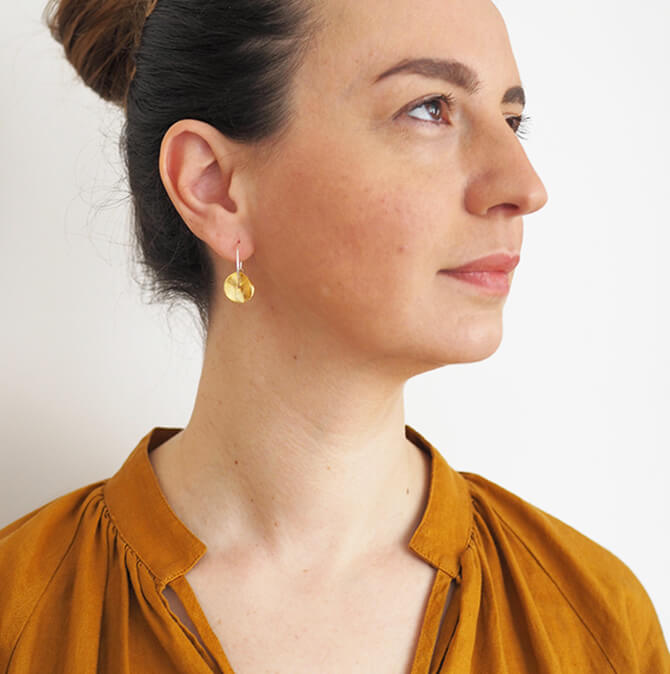 Hoops with Pair of Wavy Discs | Gold Plate & Silver Plate | by brass+bold - Lifestory - brass+bold