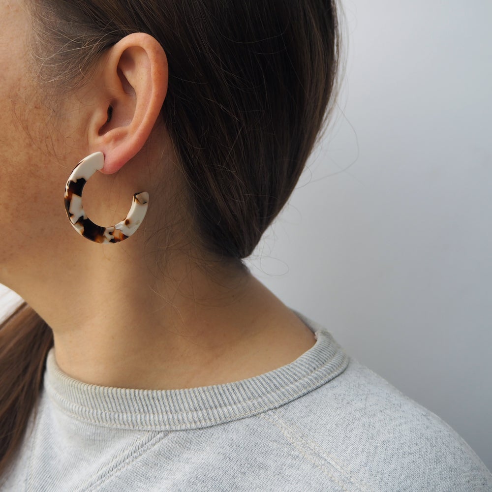 Umber Midi Hoop Earrings | Umber & Winter White | by Custom Made - Lifestory - Custom Made