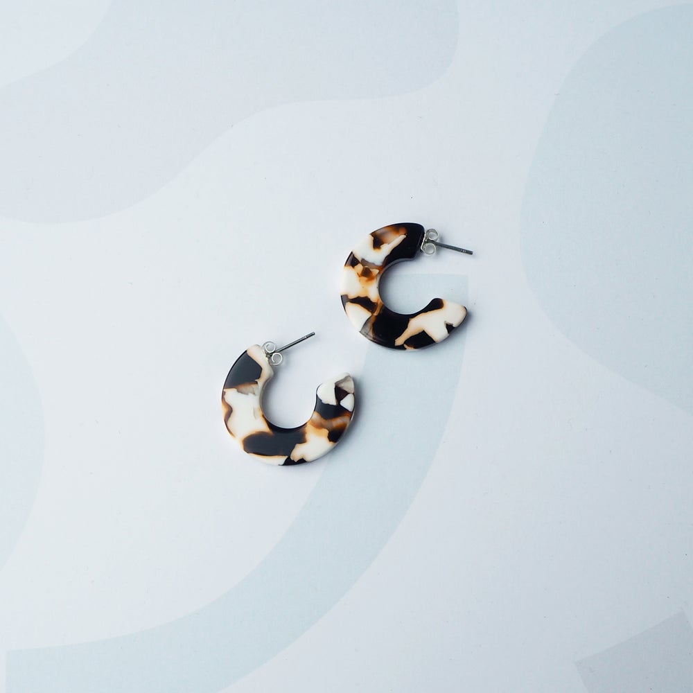 Umber & Winter White Mini Hoop Earrings by Custom Made - Lifestory - Custom Made