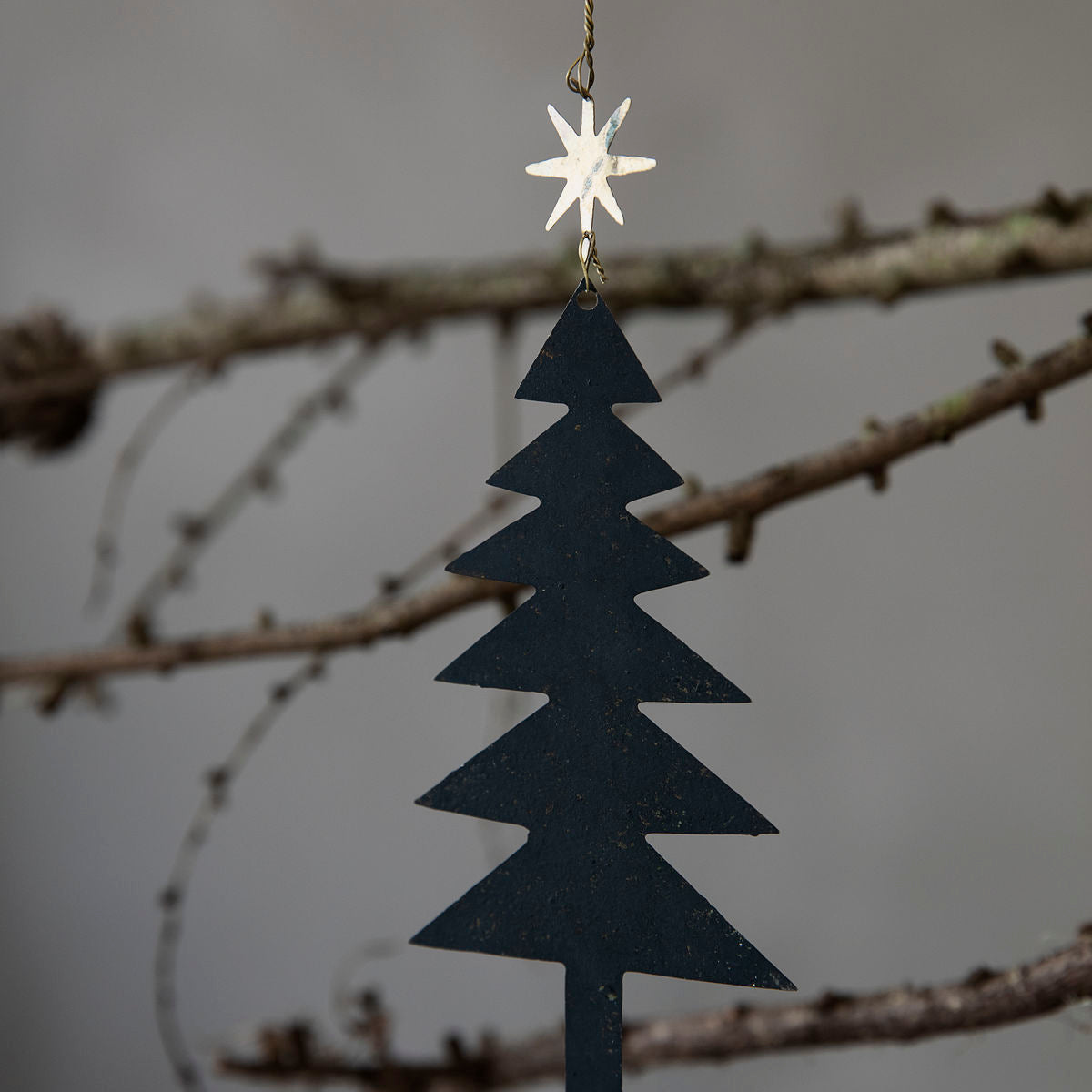 Black Tree Ornament with Gold Star | Set of 3 - Lifestory