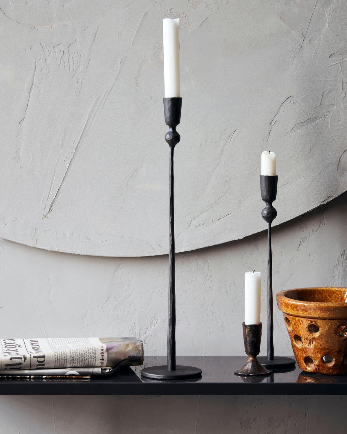 Candlesticks displayed on a shelf - Part of the Lifestory candleholder collection
