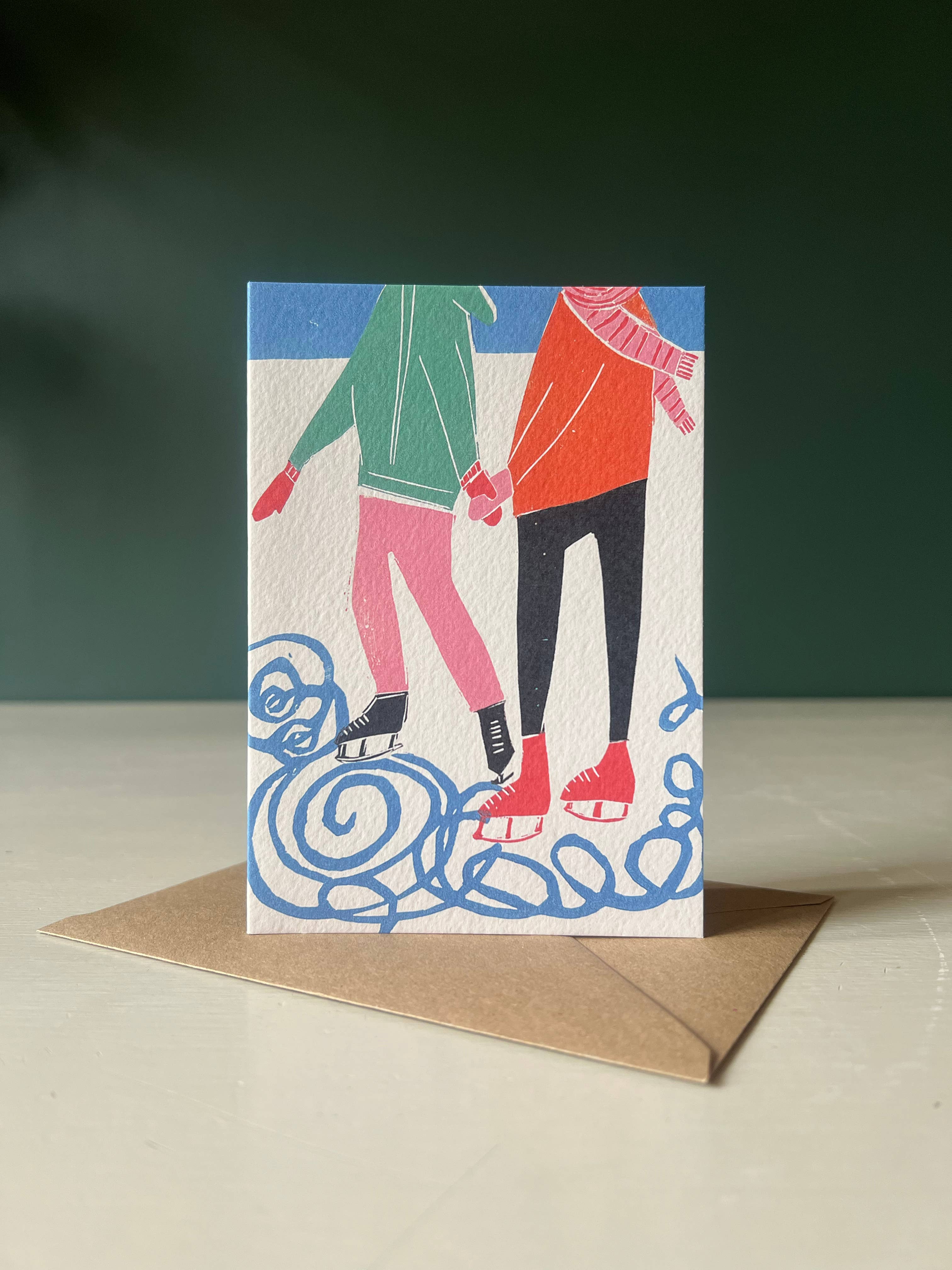 Ice Skaters Christmas Holiday Greeting Card - Lifestory