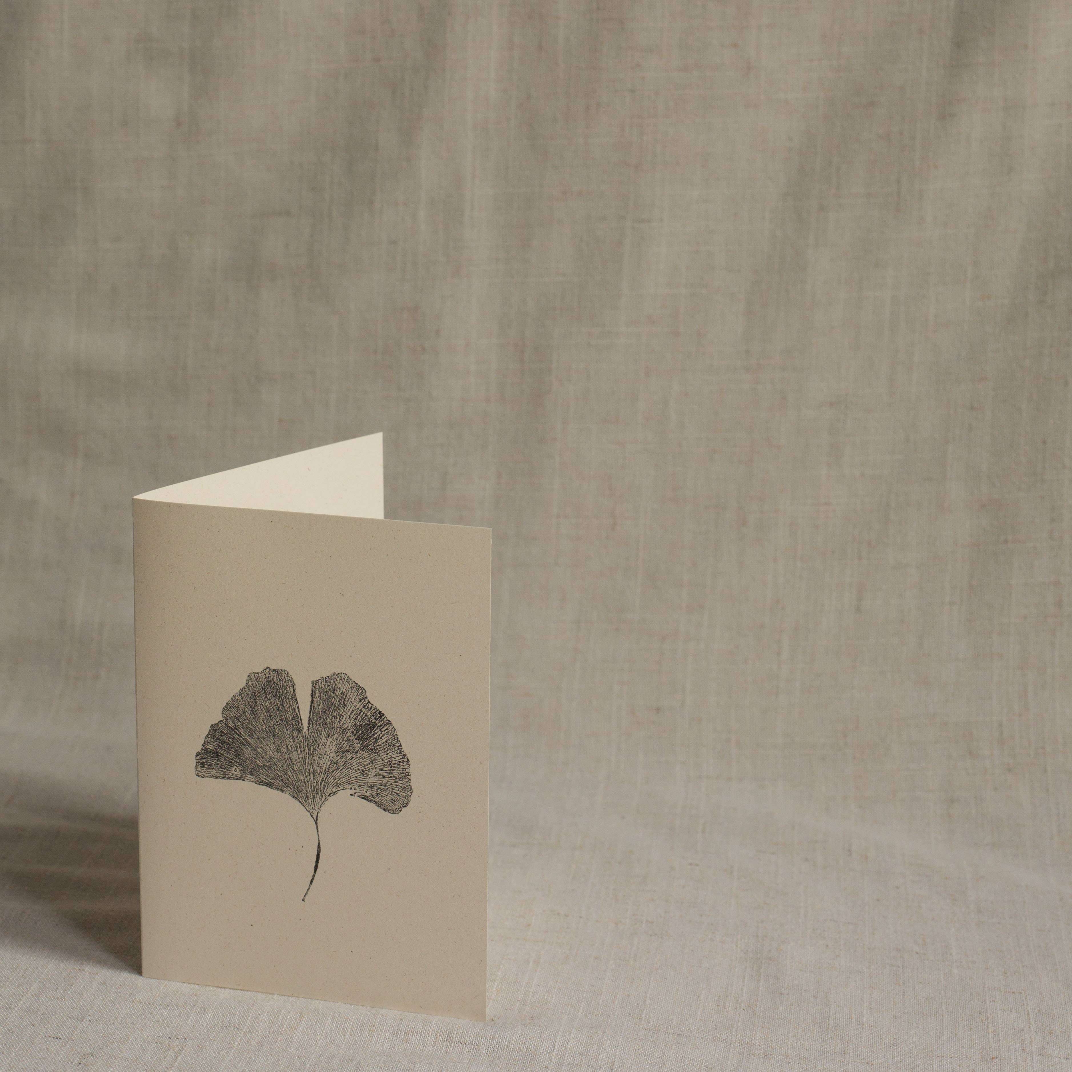 Ginkgo Leaf Botanical Monoprint Card by Alicia Breakspear
