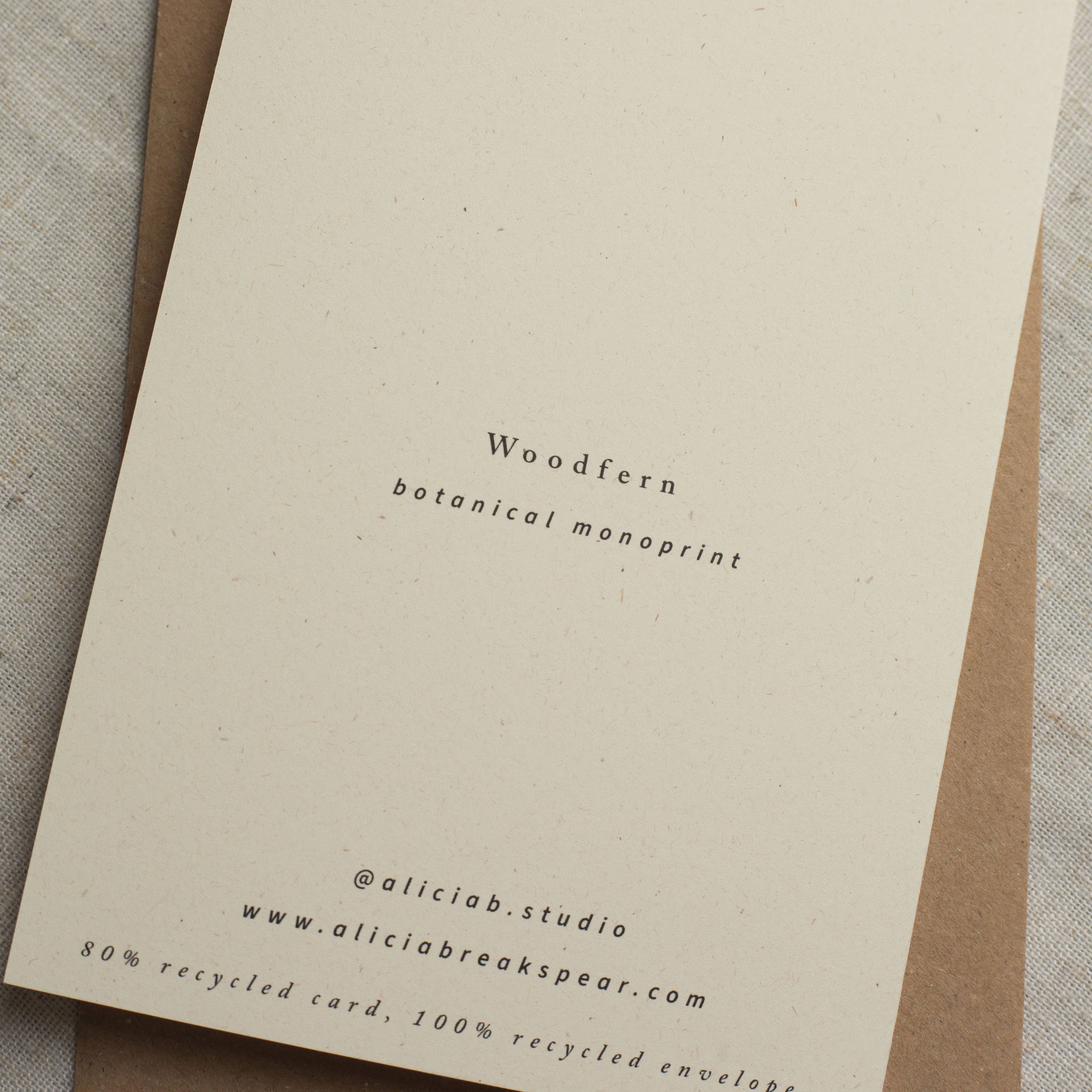 Woodfern Botanical Monoprint Card by Alicia Breakspear
