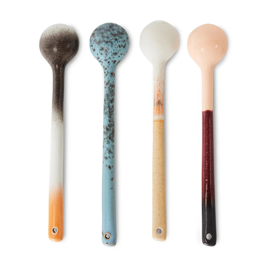 HKLIVING Set of 4 Long Ceramic Spoons in Breeze