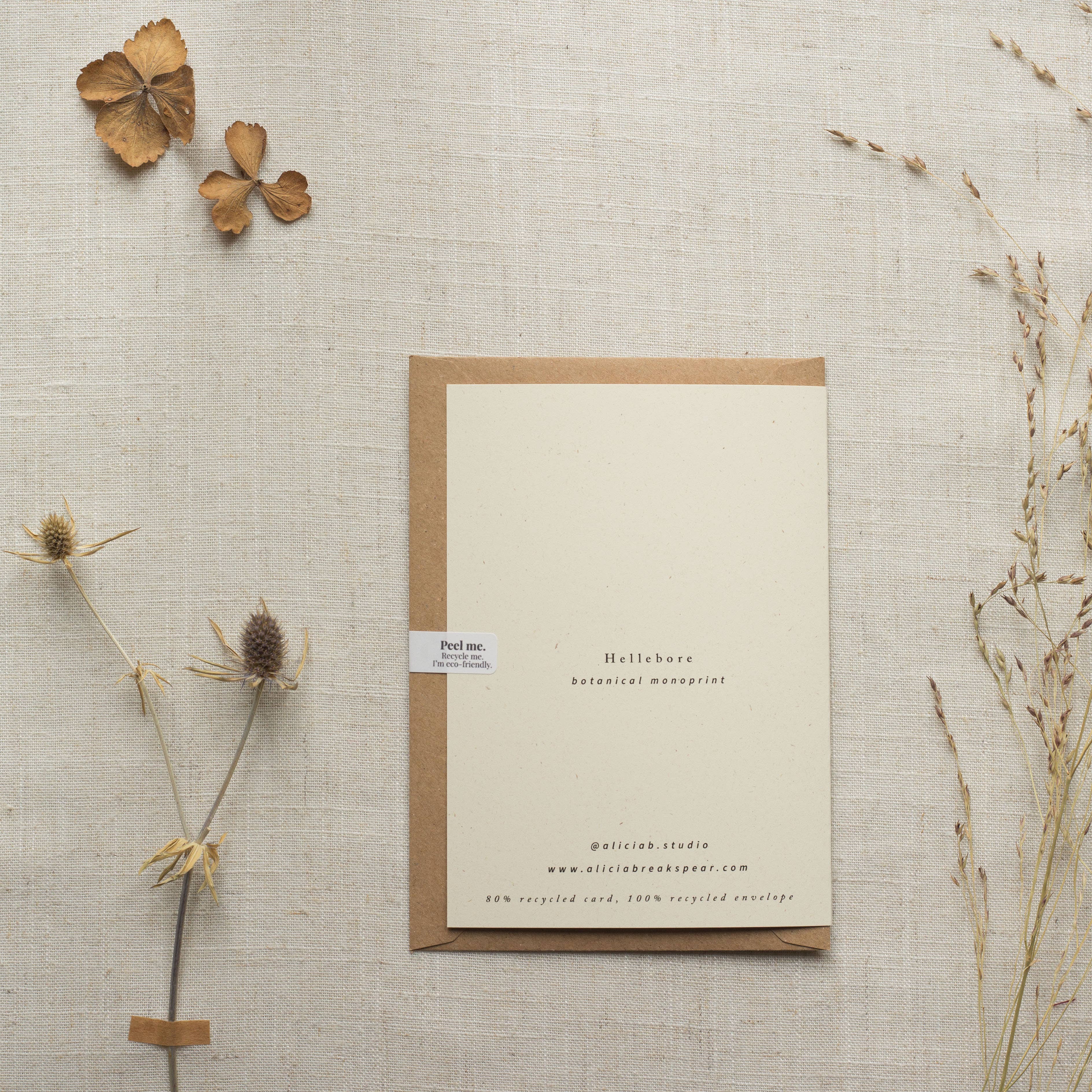 Hellebore Botanical Monoprint Card by Alicia Breakspear