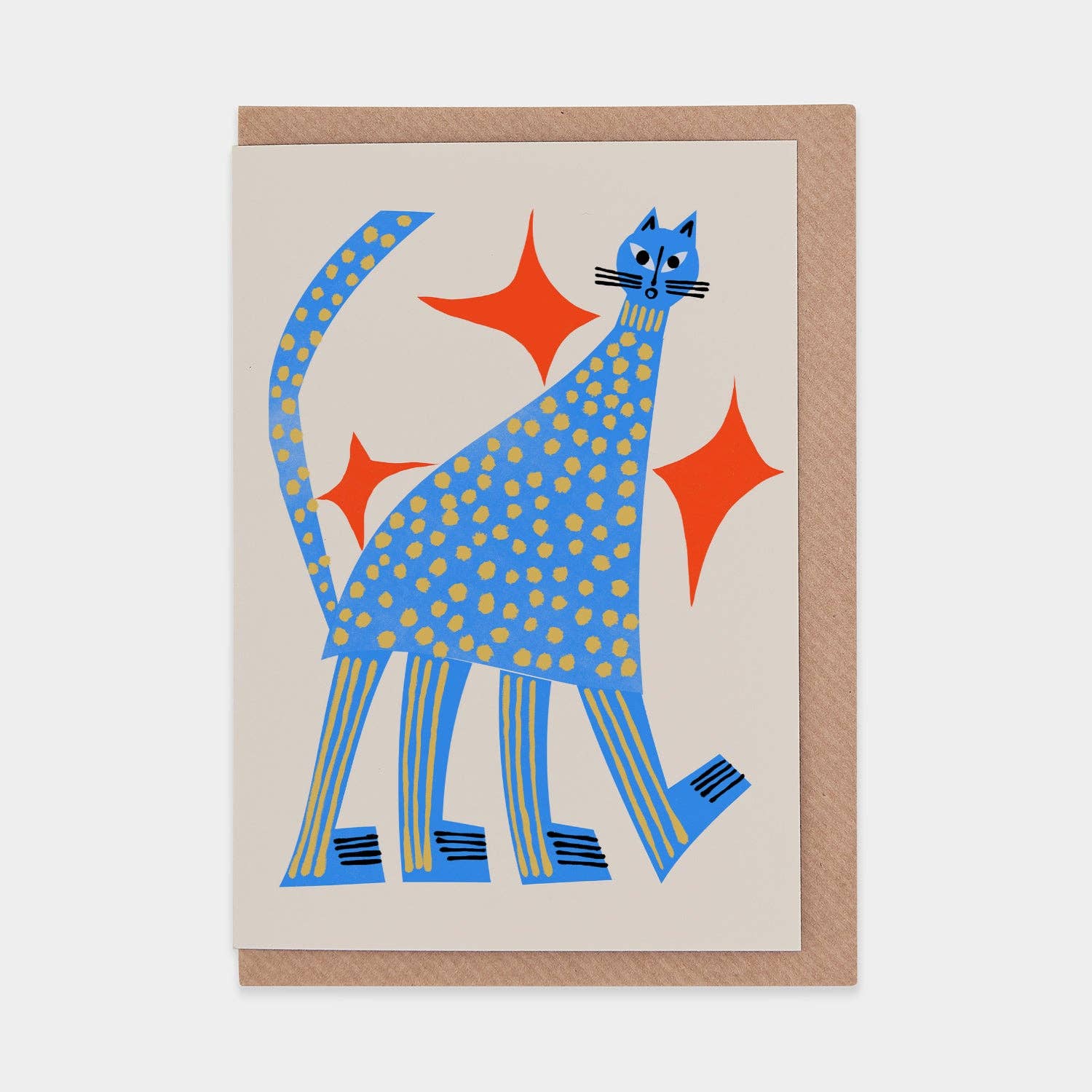 Tall Blue Cat Card | Blank