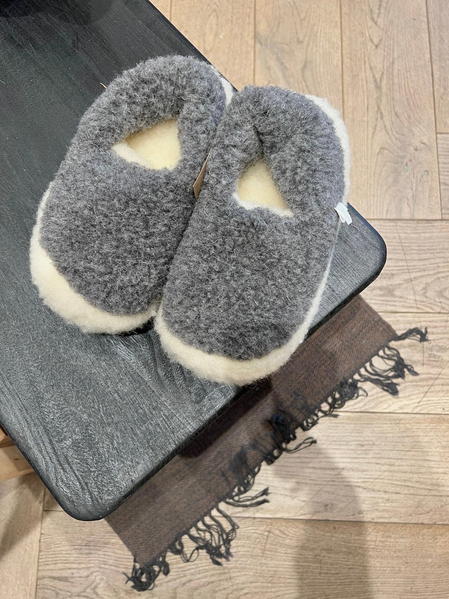 Unisex Full Slippers | Graphite & Natural | 6 Sizes | Merino Wool | by Yoko Wool - Lifestory