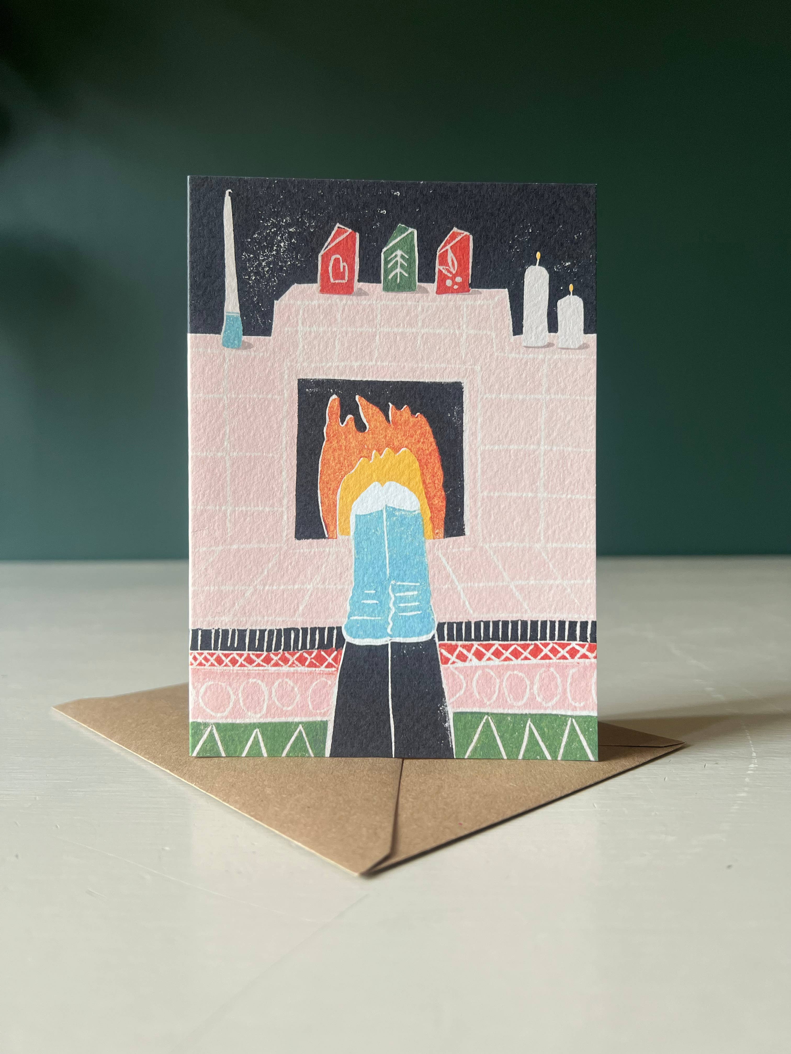 Feet by the Fire Christmas Holiday Greeting Card - Lifestory