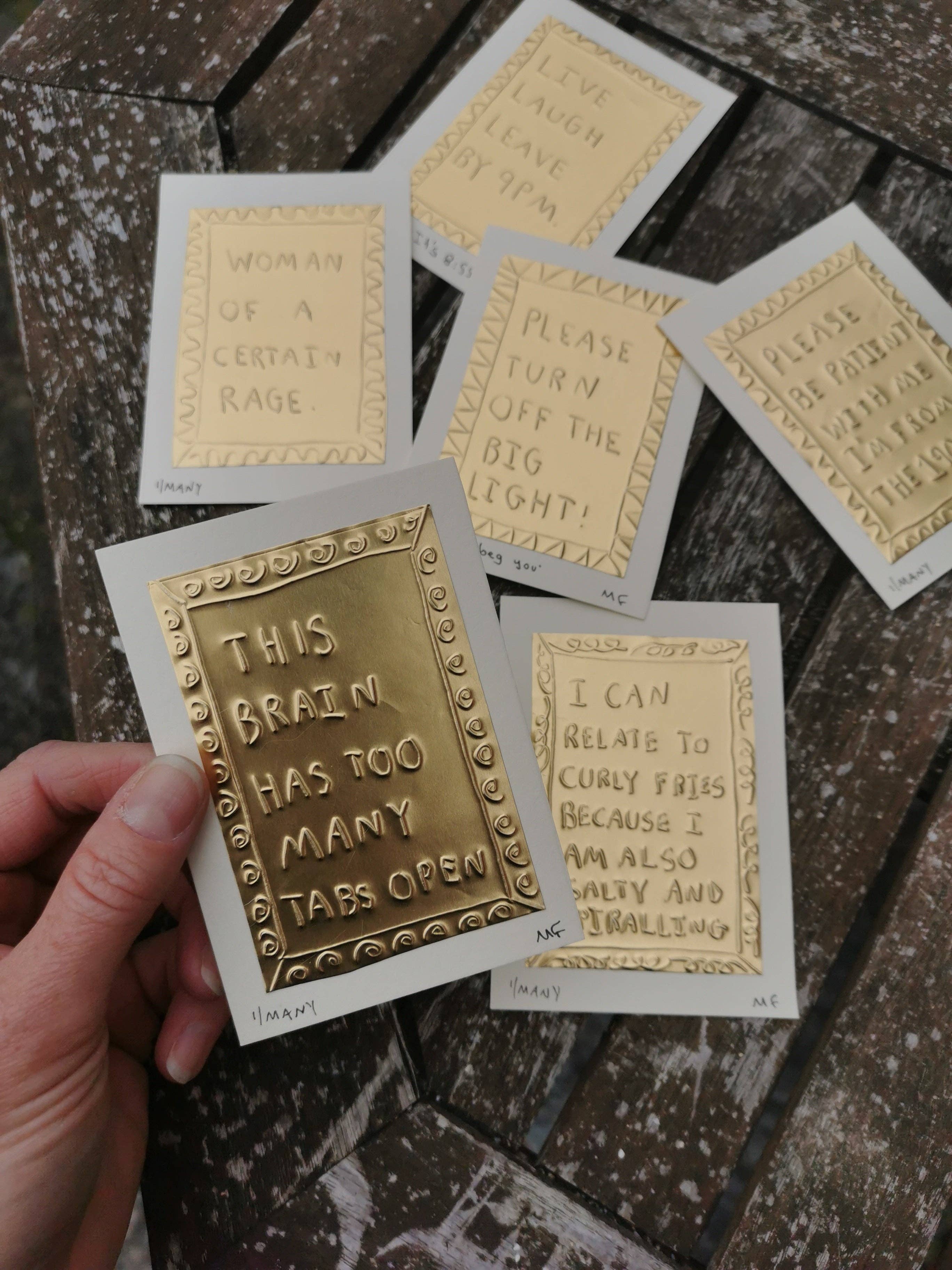 Meg Fatharly 'This Brain Has Too Many Tabs Open' Tin Embossed 10x8cm Artwork - Lifestory