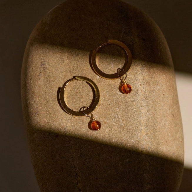 Amber Hoop Earrings in Gold by A Weathered Penny - Lifestory