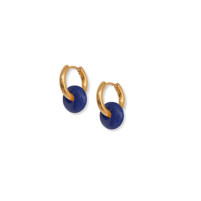 Blue Agate & Gold Hoop Earrings by A Weathered Penny - Lifestory
