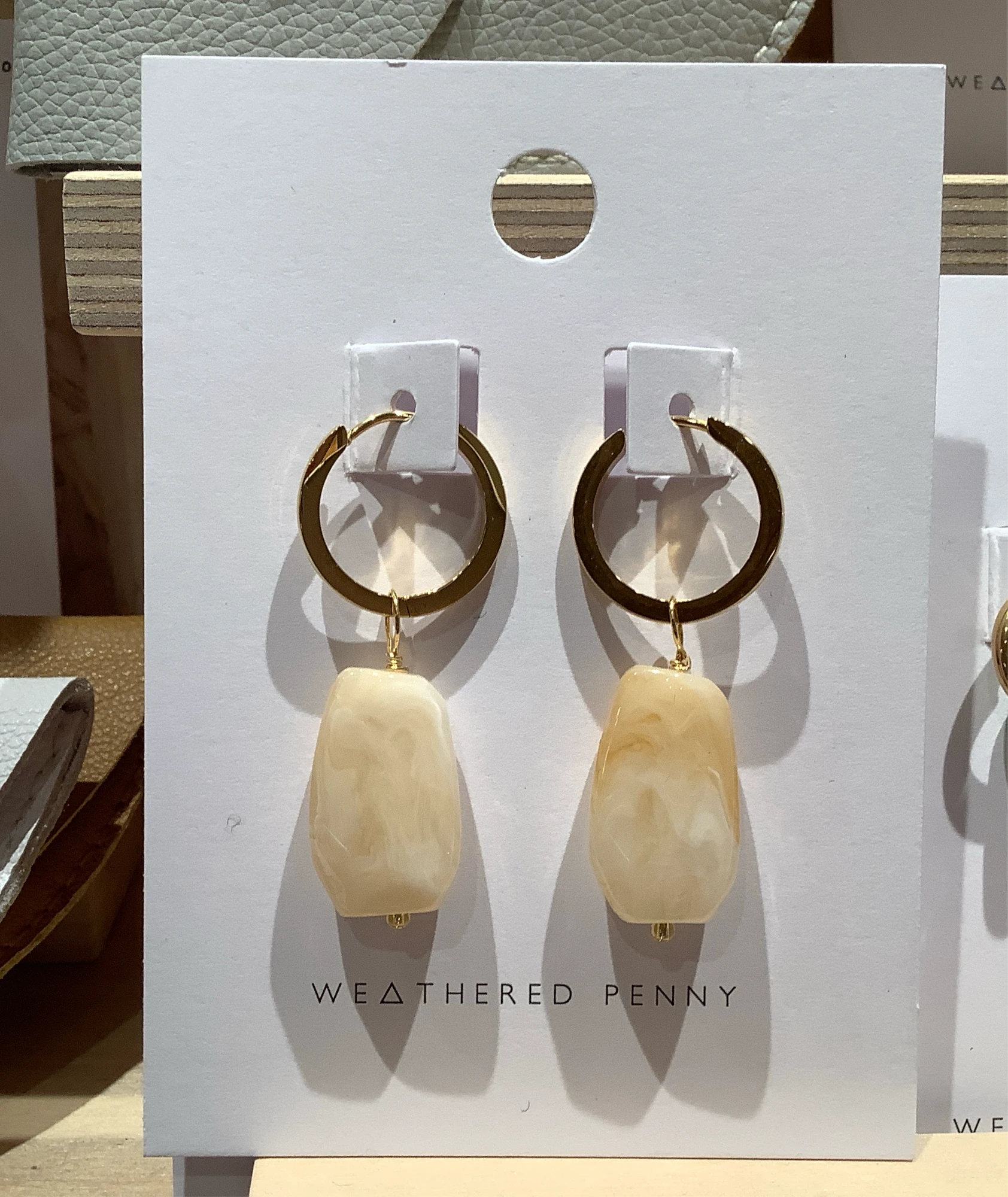 Marble Hoop Earrings in Gold by A Weathered Penny | Lifestory