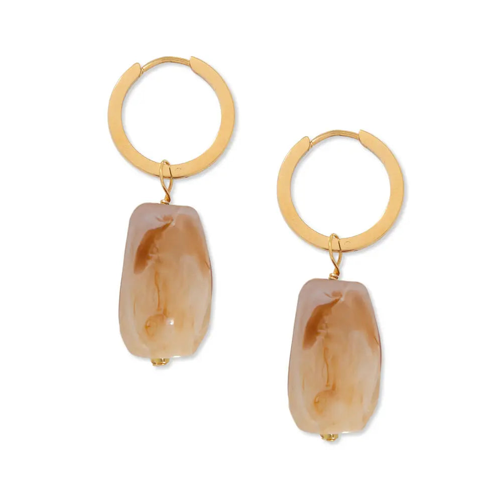 Marble Hoop Earrings in Gold by A Weathered Penny | Lifestory