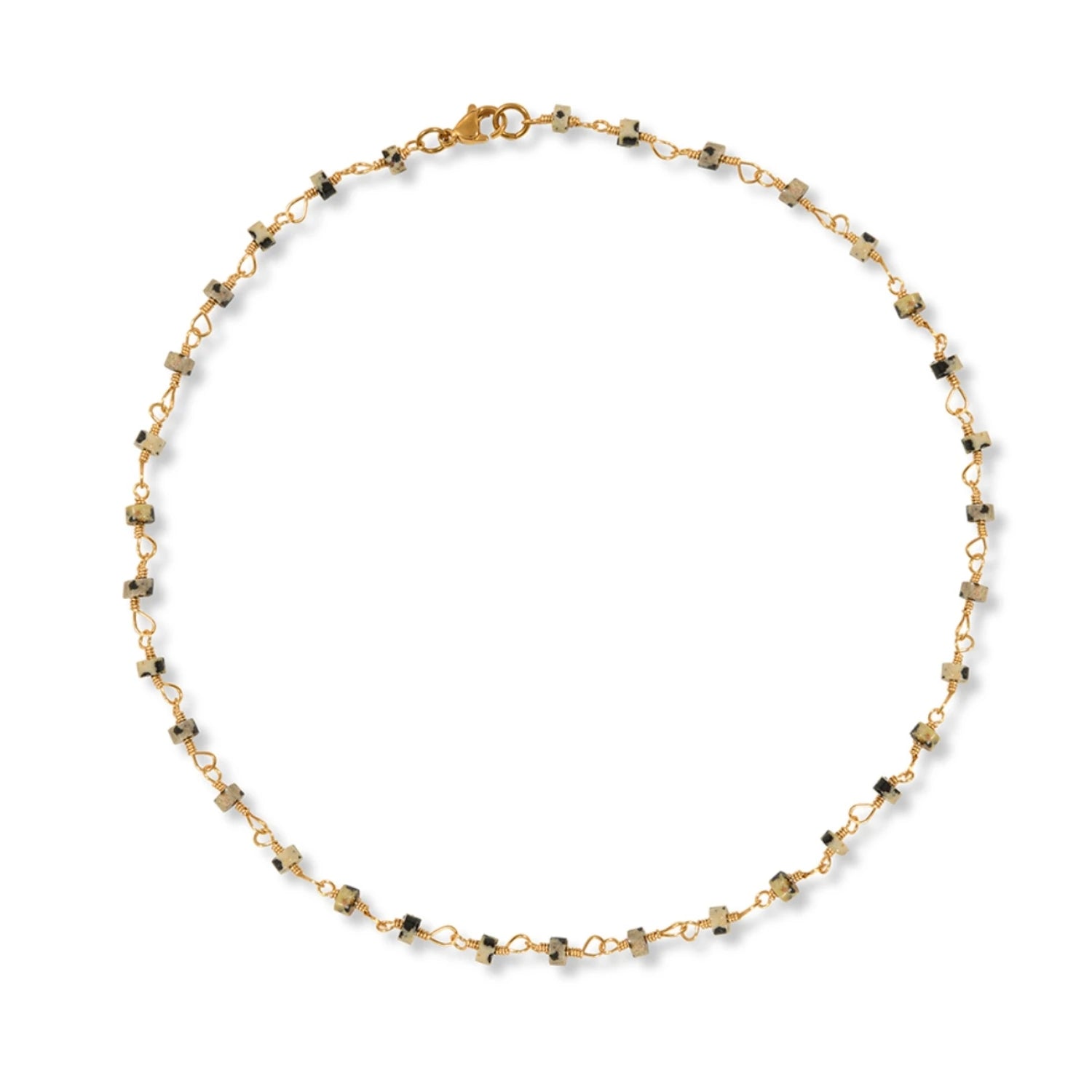 Dalmatian Jasper Wire Necklace in Gold by A Weathered Penny