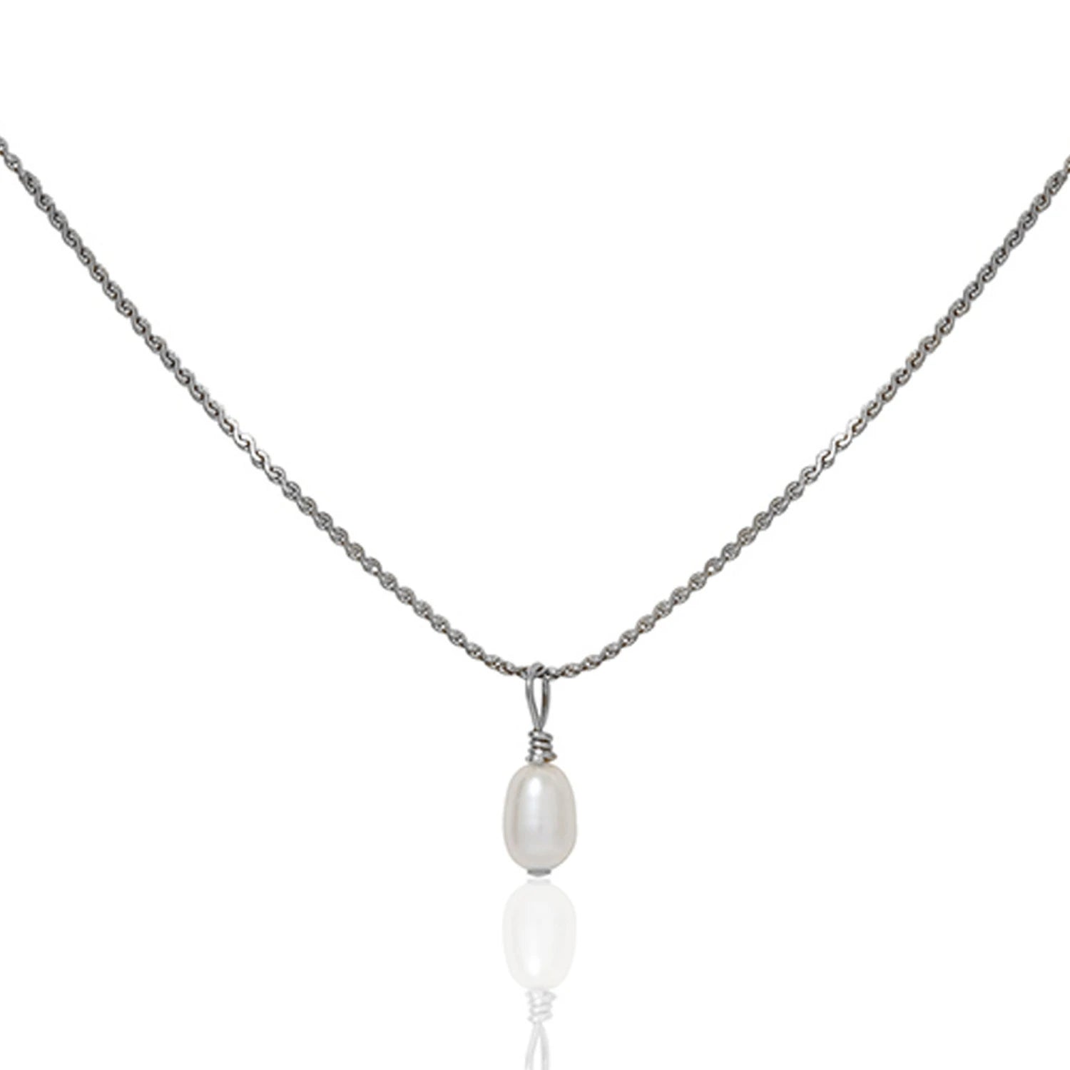 Pearl Droplet Necklace in Gold or Silver by A Weathered Penny - Lifestory