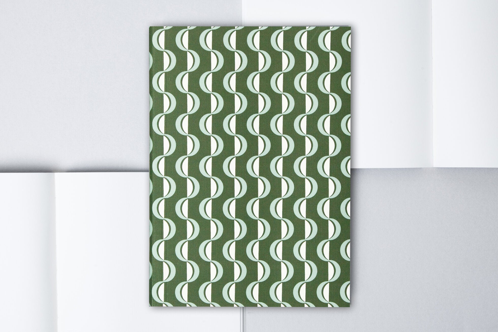 A5 Layflat Notebook | Dotted Pages | Waves Print | Forest & Blue | by Ola - Lifestory