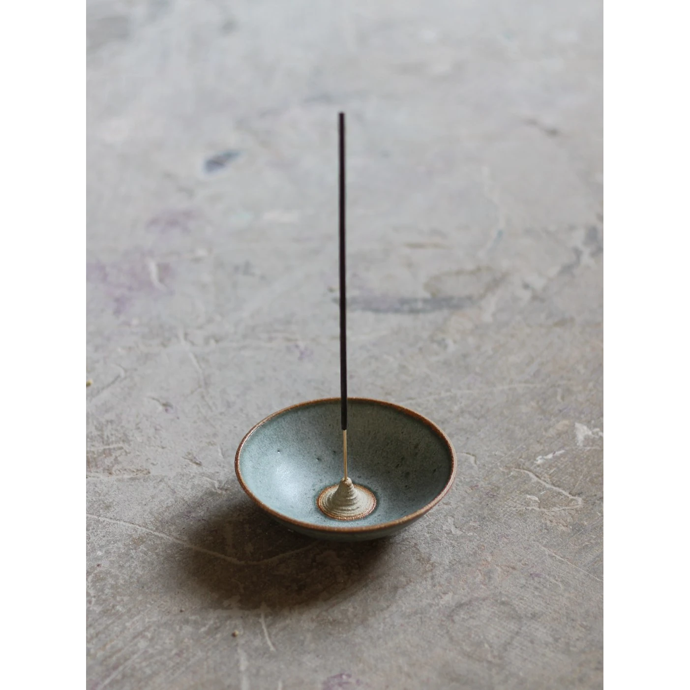 Aku Ceramics Incense stick holder in Haar glaze with incense stick