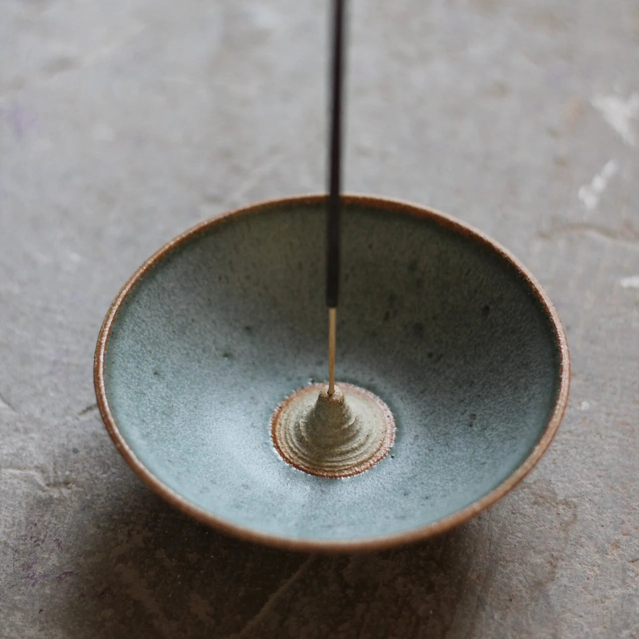 Aku Ceramics Incense stick holder in Haar glaze with incense stick