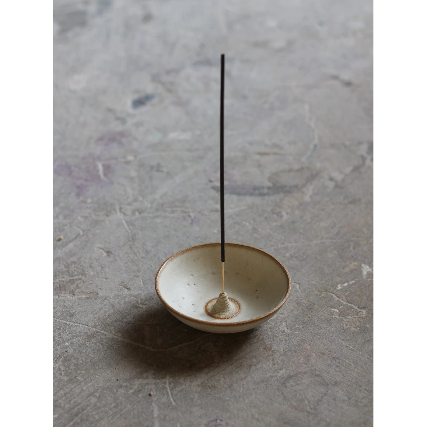 Aku Ceramics Incense stick holder in  Ivory glaze with incense stick