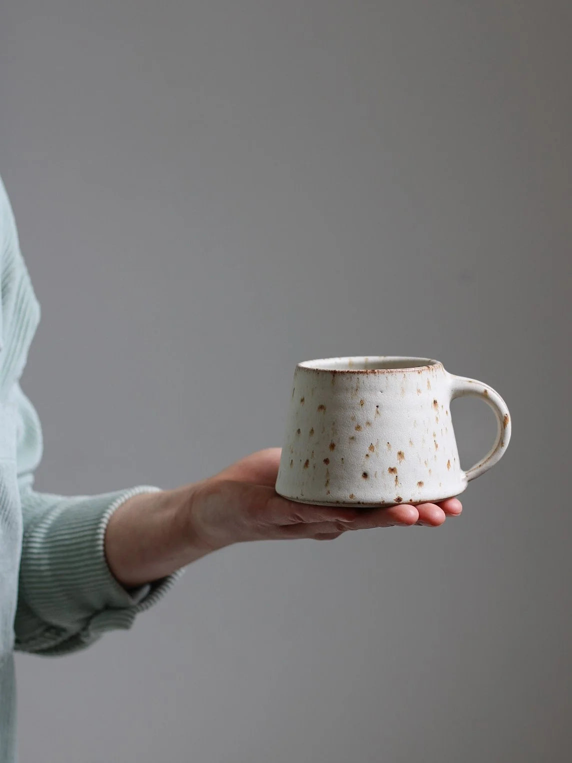 Short Mug in Speckled Ivory Glaze | 320ml | Hand Thrown | by Aku Ceramics - Lifestory